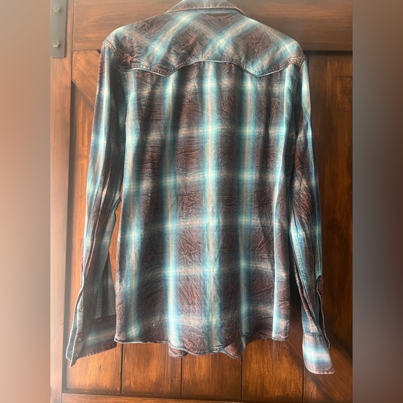 Petrol Pearl Snap Blue Acid Wash Western Shirt Men's XL - Picture 3 of 6